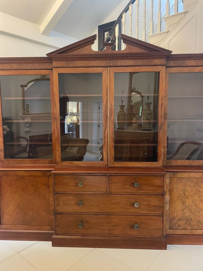 Large Antique George III Quality Mahogany Breakfront Bookcase 238 x 286 x 62 cm - Image 3